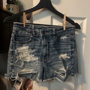 American Eagle Outfitters Blue Distressed Jean Shorts